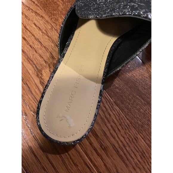 Marc Fisher Studded Metallic Silver Loafers 7 - Picture 4 of 5